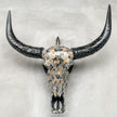 Gold and Black Mosaic Buffalo Skull – Wall-Mounted Horn Decor for Boho, Luxe Western, Eclectic, or Modern Interior Styling - Skull,A/133