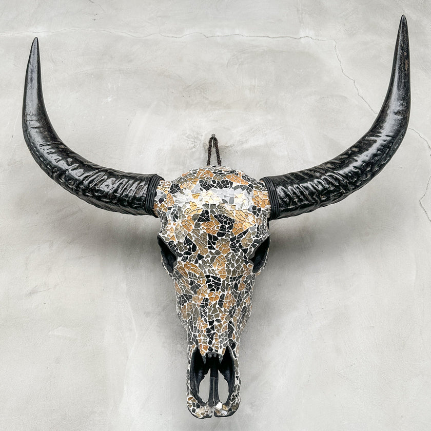 Gold Black Mozaic Buffalo skull | Skull,A/133