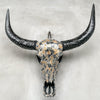 Gold and Black Mosaic Buffalo Skull – Wall-Mounted Horn Decor for Boho, Luxe Western, Eclectic, or Modern Interior Styling - Skull,A/133