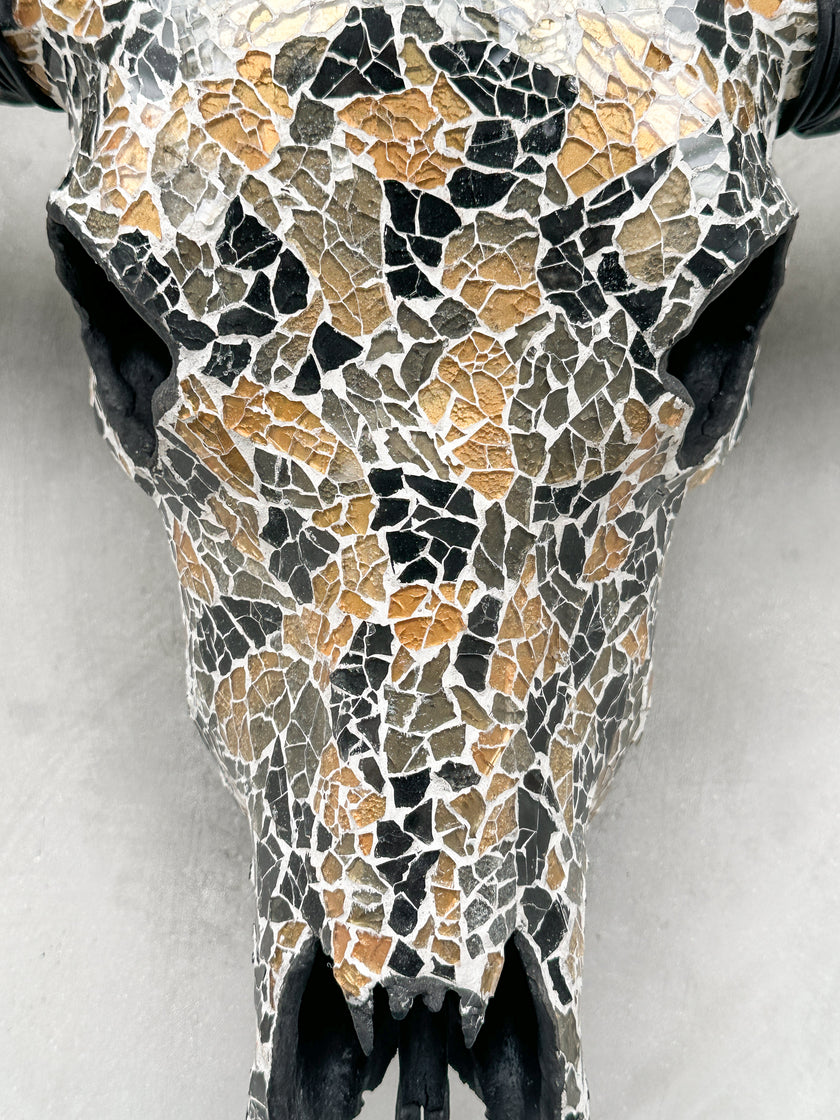 Gold Black Mozaic Buffalo skull | Skull,A/133