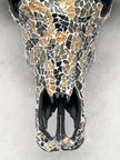 Gold and Black Mosaic Buffalo Skull – Wall-Mounted Horn Decor for Boho, Luxe Western, Eclectic, or Modern Interior Styling - Skull,A/133