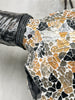 Gold and Black Mosaic Buffalo Skull – Wall-Mounted Horn Decor for Boho, Luxe Western, Eclectic, or Modern Interior Styling - Skull,A/133