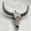 Gold and Black Mosaic Buffalo Skull – Wall-Mounted Horn Decor for Boho, Luxe Western, Eclectic, or Modern Interior Styling - Skull,A/133