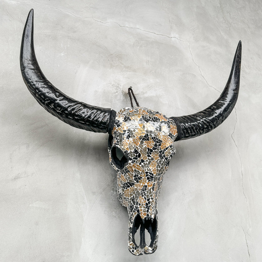 Gold Black Mozaic Buffalo skull | Skull,A/133