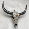 Gold and Black Mosaic Buffalo Skull – Wall-Mounted Horn Decor for Boho, Luxe Western, Eclectic, or Modern Interior Styling - Skull,A/133