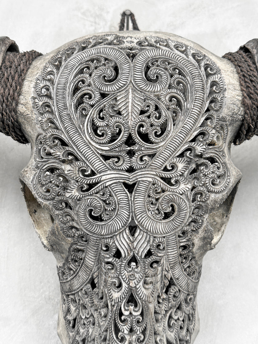 Caved Waterbuffalo Skulls with Leaf Carving Skull,A/095