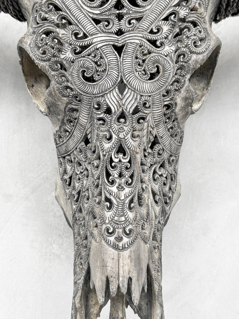 Caved Waterbuffalo Skulls with Leaf Carving Skull,A/095
