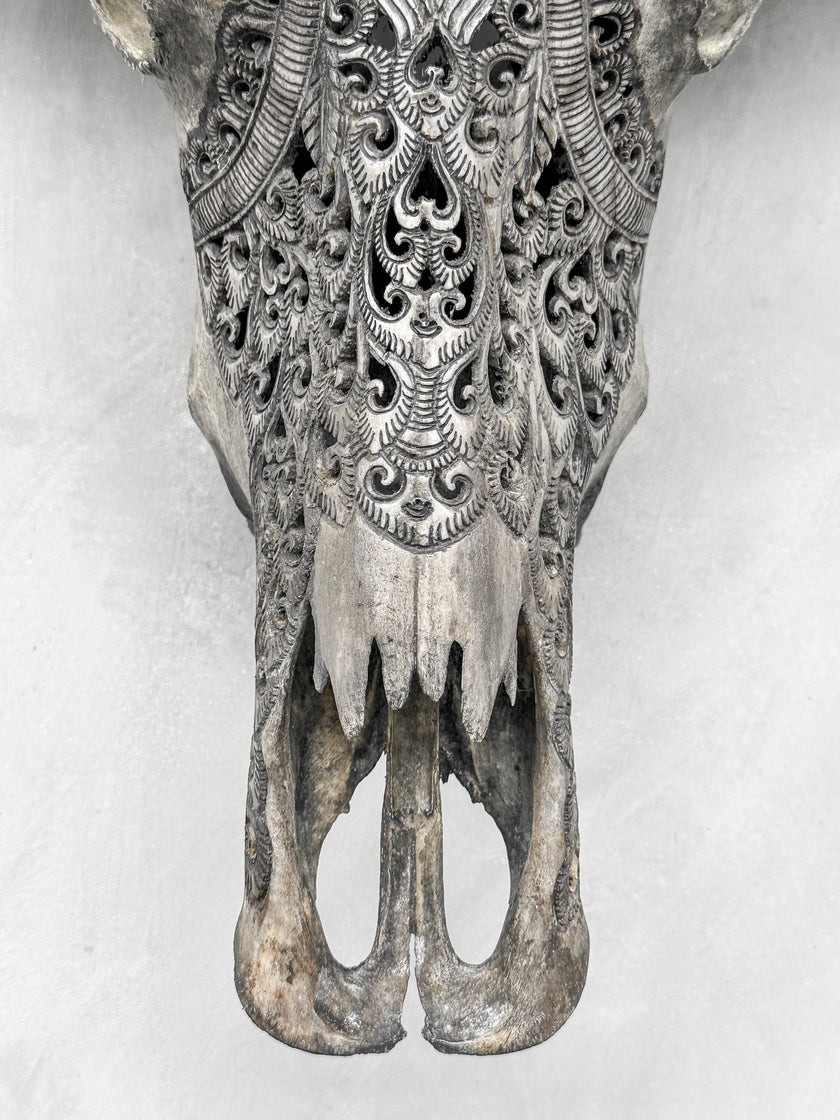 Caved Waterbuffalo Skulls with Leaf Carving Skull,A/095