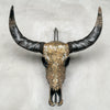 Gold Mosaic Buffalo Skull – Decorative Wall Skull with Horns for Boho, Western, Modern Rustic, or Luxe Interior Wall Styling - Skull,A/131