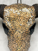 Gold Mosaic Buffalo Skull – Decorative Wall Skull with Horns for Boho, Western, Modern Rustic, or Luxe Interior Wall Styling - Skull,A/131