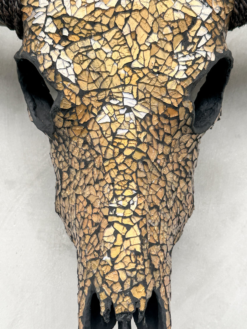 Gold Mozaic Buffalo skull | Skull,A/131