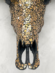 Gold Mosaic Buffalo Skull – Decorative Wall Skull with Horns for Boho, Western, Modern Rustic, or Luxe Interior Wall Styling - Skull,A/131