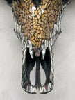 Black and Yellow Mosaic Buffalo Skull with Star – Horned Wall Art for Boho, Western, Luxe, or Eclectic Interior Decoration - Skull,A/135