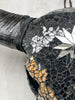 Black and Yellow Mosaic Buffalo Skull with Star – Horned Wall Art for Boho, Western, Luxe, or Eclectic Interior Decoration - Skull,A/135