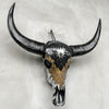 Black and Yellow Mosaic Buffalo Skull with Star – Horned Wall Art for Boho, Western, Luxe, or Eclectic Interior Decoration - Skull,A/135