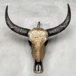 Gold Mosaic Buffalo Skull Wall Decor – Handmade Horned Skull for Boho, Luxe Western, or Modern Rustic Interiors - Skull,A/127