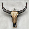 Gold Mosaic Buffalo Skull Wall Decor – Handmade Horned Skull for Boho, Luxe Western, or Modern Rustic Interiors - Skull,A/127