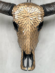 Gold Mosaic Buffalo Skull Wall Decor – Handmade Horned Skull for Boho, Luxe Western, or Modern Rustic Interiors - Skull,A/127
