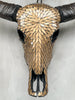 Gold Mosaic Buffalo Skull Wall Decor – Handmade Horned Skull for Boho, Luxe Western, or Modern Rustic Interiors - Skull,A/127