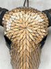 Gold Mosaic Buffalo Skull Wall Decor – Handmade Horned Skull for Boho, Luxe Western, or Modern Rustic Interiors - Skull,A/127