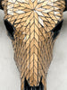 Gold Mosaic Buffalo Skull Wall Decor – Handmade Horned Skull for Boho, Luxe Western, or Modern Rustic Interiors - Skull,A/127