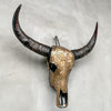 Gold Mosaic Buffalo Skull Wall Decor – Handmade Horned Skull for Boho, Luxe Western, or Modern Rustic Interiors - Skull,A/127