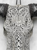 Grey Carved Buffalo Skull with Big Lotus Motif — Handcrafted Wall Art - Skull,A/104