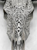 Grey Carved Buffalo Skull with Big Lotus Motif — Handcrafted Wall Art - Skull,A/104