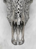 Grey Carved Buffalo Skull with Big Lotus Motif — Handcrafted Wall Art - Skull,A/104