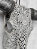 Grey Carved Buffalo Skull with Big Lotus Motif — Handcrafted Wall Art - Skull,A/104