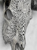 Grey Carved Buffalo Skull with Big Lotus Motif — Handcrafted Wall Art - Skull,A/104