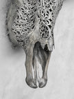 Grey Carved Buffalo Skull with Big Lotus Motif — Handcrafted Wall Art - Skull,A/104
