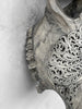 Grey Carved Buffalo Skull with Big Lotus Motif — Handcrafted Wall Art - Skull,A/104