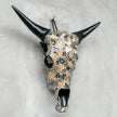 Gold & Black Mosaic Cow Skull – Handmade Wall Decor with Glossy Horns for Boho, Eclectic, or Contemporary Interiors - Skull,A/118