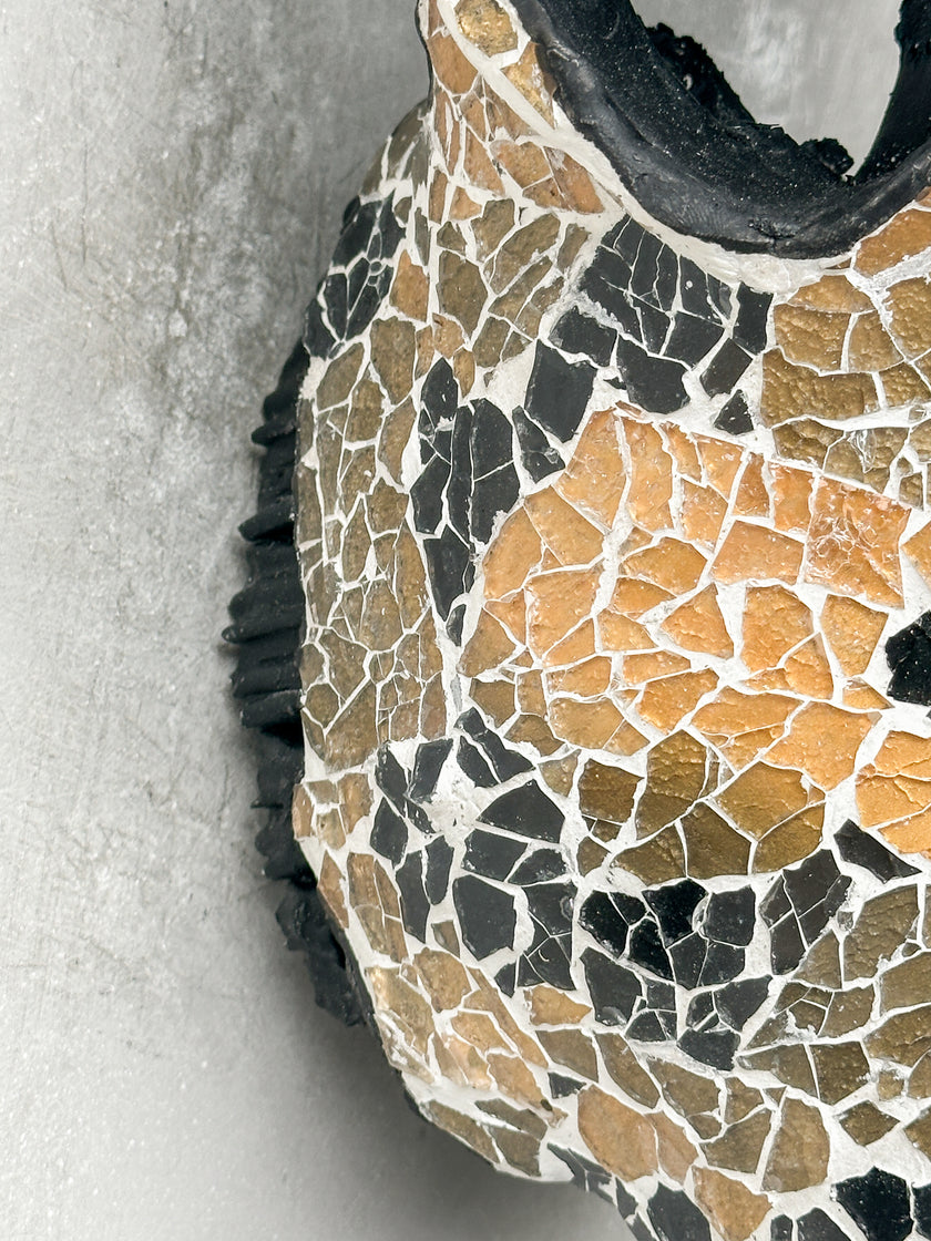 Gold Black Mosaic Cow Skull | Taxidermy Wall Art for Modern Boho or Western Decor