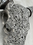 Cow & Horns Carved Rose - Skull,A/031