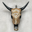 Gold Mosaic Cow Skull Wall Decor – Decorative Cow Skull with Horns for Boho, Western, or Modern Rustic Style Homes - Skull,A/125