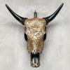 Gold Mosaic Cow Skull Wall Decor – Decorative Cow Skull with Horns for Boho, Western, or Modern Rustic Style Homes - Skull,A/125