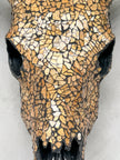 Gold Mosaic Cow Skull Wall Decor – Decorative Cow Skull with Horns for Boho, Western, or Modern Rustic Style Homes - Skull,A/125