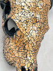 Gold Mosaic Cow Skull Wall Decor – Decorative Cow Skull with Horns for Boho, Western, or Modern Rustic Style Homes - Skull,A/125