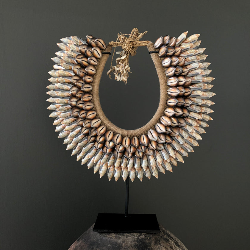 SN3 - Decorative Shell Necklace on custom stand - Shells and Natural Fibres - 22/EX/458