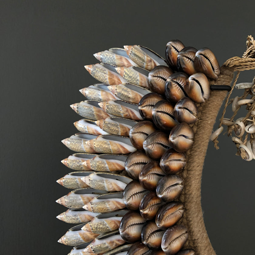 SN3 - Decorative Shell Necklace on custom stand - Shells and Natural Fibres - 22/EX/458