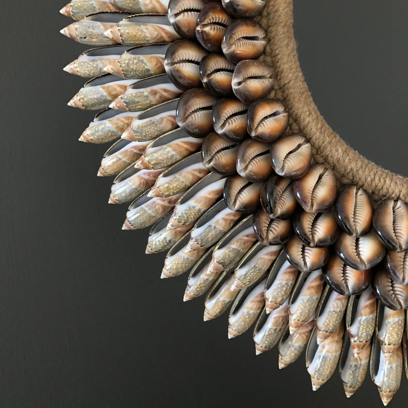 SN3 - Decorative Shell Necklace on custom stand - Shells and Natural Fibres - 22/EX/458