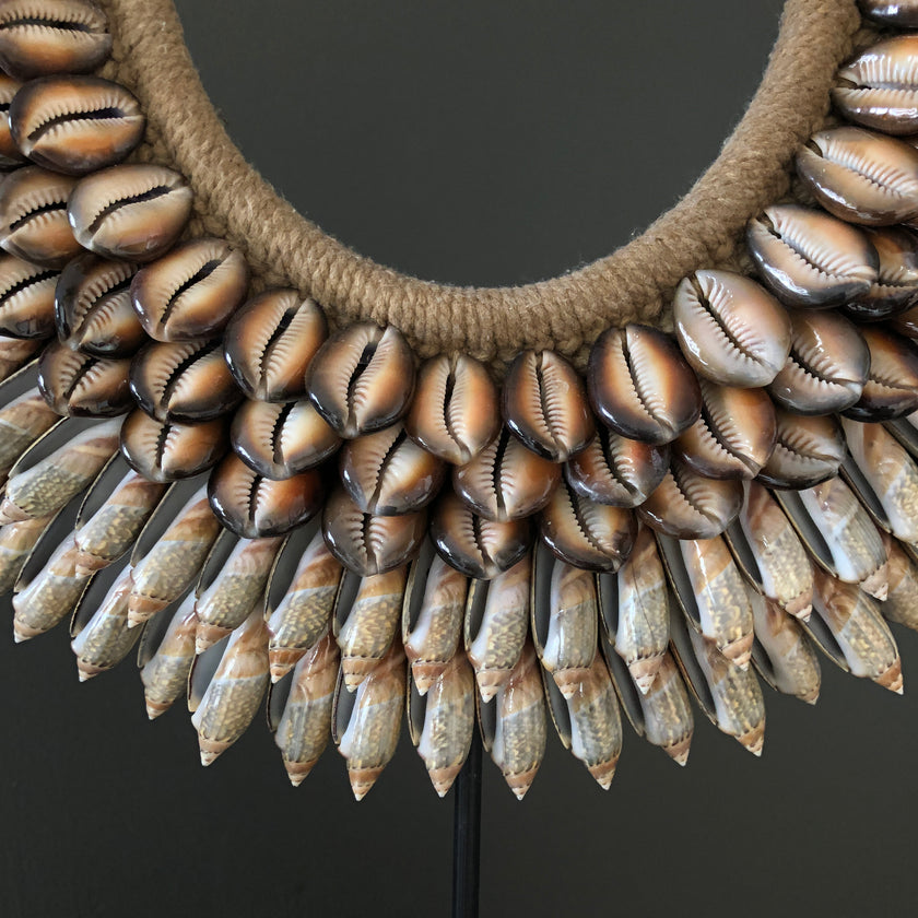 SN3 - Decorative Shell Necklace on custom stand - Shells and Natural Fibres - 22/EX/458