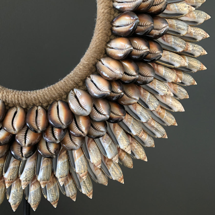 SN3 - Decorative Shell Necklace on custom stand - Shells and Natural Fibres - 22/EX/458