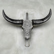 Grey Carved Buffalo Skull with Star Mandala Motif — Handmade Wall Decor - Skull,A/107