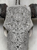 Grey Carved Buffalo Skull with Star Mandala Motif — Handmade Wall Decor - Skull,A/107