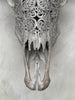 Grey Carved Buffalo Skull with Star Mandala Motif — Handmade Wall Decor - Skull,A/107
