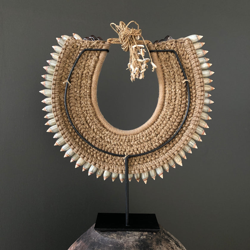 SN3 - Decorative Shell Necklace on custom stand - Shells and Natural Fibres - 22/EX/458