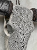 Grey Carved Buffalo Skull with Star Mandala Motif — Handmade Wall Decor - Skull,A/107